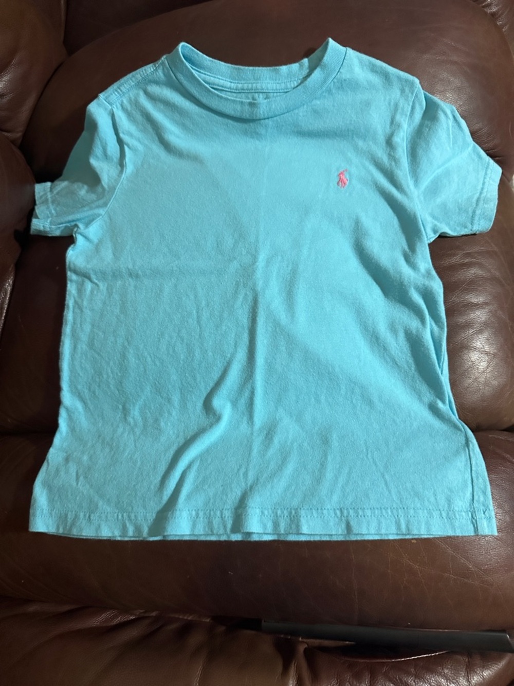 Kids size 5-Ralph Lauren Turquoise Short Sleeve Tee with Pink Pony